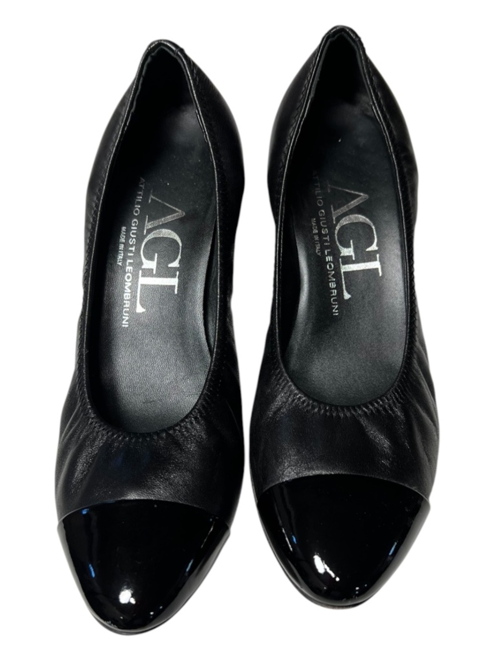 EUC AGL Attilio Giusti Leombruni Black Leather Cap Toe Pumps | EU 41 (US 10) - Picture 2 of 9